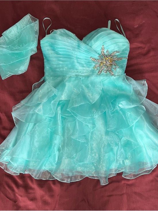 Cinderella Dresses & Skirts - Cinderella Aqua Strapless Ruffle Party Dress with Crystal Starburst